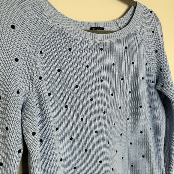 Talbots Light Blue‎ Sweater with Black Polka Dots Plus Size X Pima Cotton Preppy - Picture 7 of 8